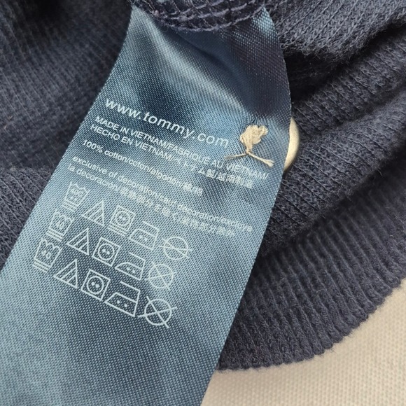 Tommy Hilfiger Men's M Navy Blue Waffle Knit Classic Long Sleeve Henley Shirt - Picture 6 of 10